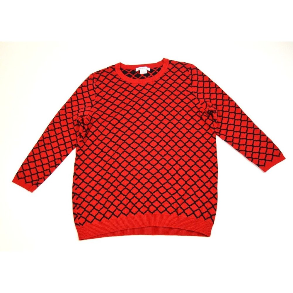 Liz Claiborne Women's Jacquard Sweater, Red & Black, Size Large